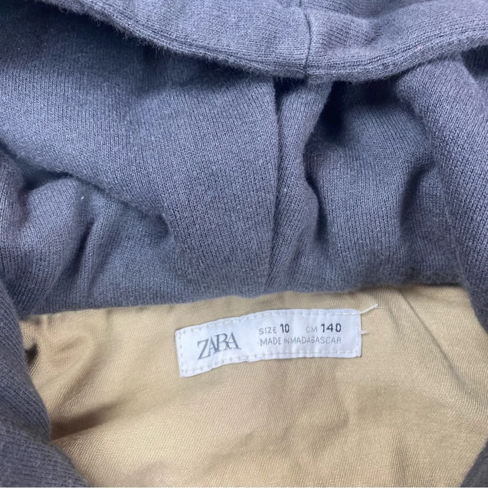 Zara Boys Size 10 Chore Jacket Hooded‎ Taupe Brown Lightweight